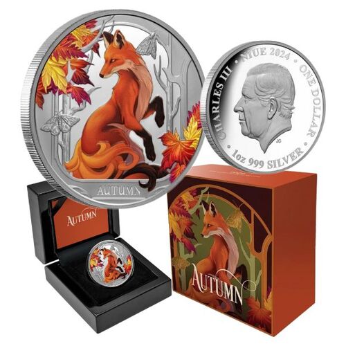 2024 $1 Autumn Fox 1oz Silver Proof Coin