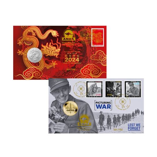 2024 ANDA Brisbane Money Expo (PM) $1 ANZAC & (RAM) 50c Lunar Dragon PNC Set