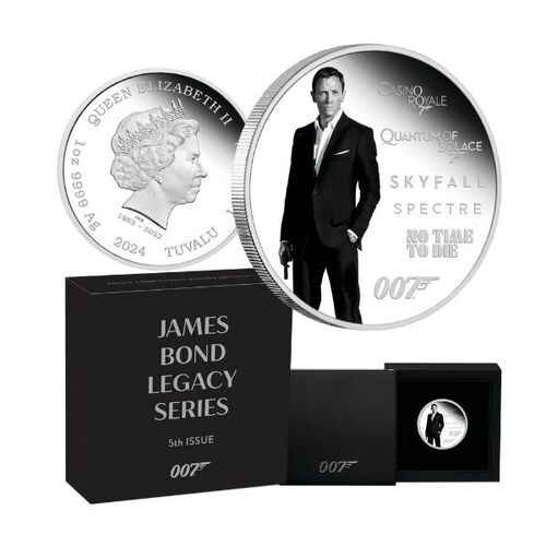 2024 $1 James Bond Daniel Craig 1oz Coloured Silver Proof Coin -  Legacy Series 5th Issue 