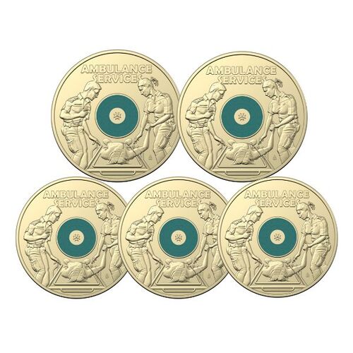 RAM Bag Of 5 x 2021 $2 Ambulance Services Coloured UNC