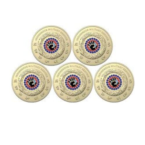 RAM Bag Of 5 x 2021 $2 Indigenous Military Services Coloured UNC