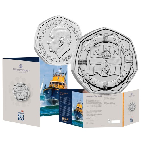 2024 50p 200 Years of the Royal National Lifeboat Institution (RNLI) UK Brilliant Uncirculated Coin