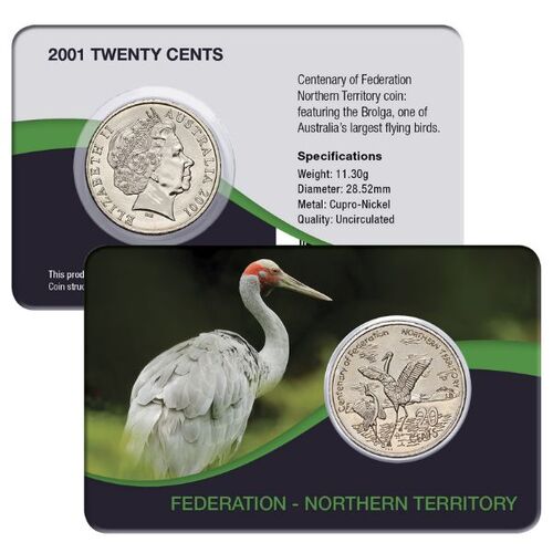2001 20c Australia Centenary of Federation Northern Territory Coin Pack Style 2