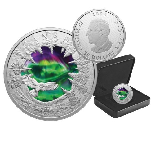 2025 $30 Magic of the Northern Lights 2 Oz Fine Silver Coin 