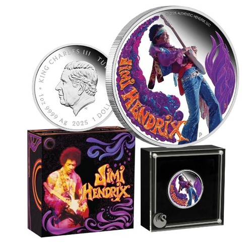 2024 Jimi Hendrix™ 1oz Silver Proof Coloured Coin