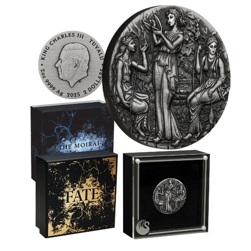 2025 Fate - The Morai 2oz Silver Antiqued High Relief Coin