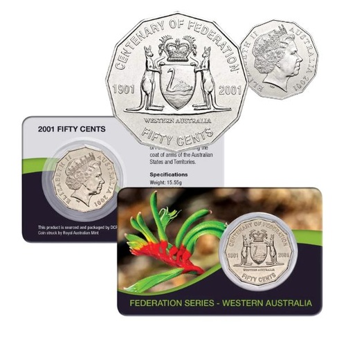 2001 50c Western Australia - Australia Centenary of Federation Coin Pack 