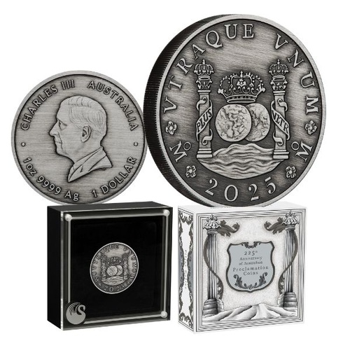 2025 Pillar Dollar - 225th Anniversary of Australian Proclamation Coins  1oz Silver Antiqued Coin