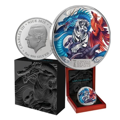 2025 $10 Auspicious Beasts 5oz Silver Proof Coin