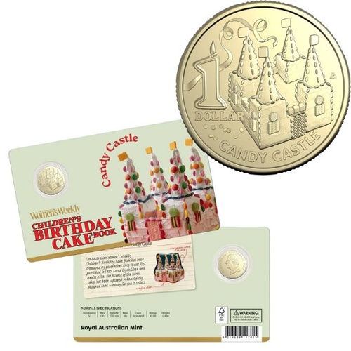 2025 $1 Candy Castle Australian Women's Weekly Birthday Cake Uncirculated Coin in Card