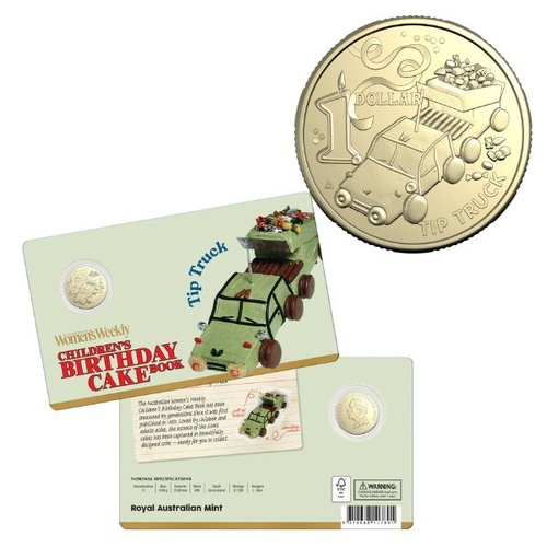 2025 $1 Tip Truck Australian Women's Weekly Birthday Cake Uncirculated Coin in Card