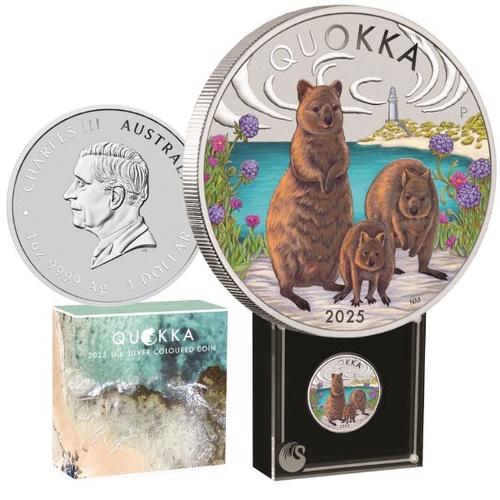 2025 Australian Quokka 1oz Silver Coloured Coin
