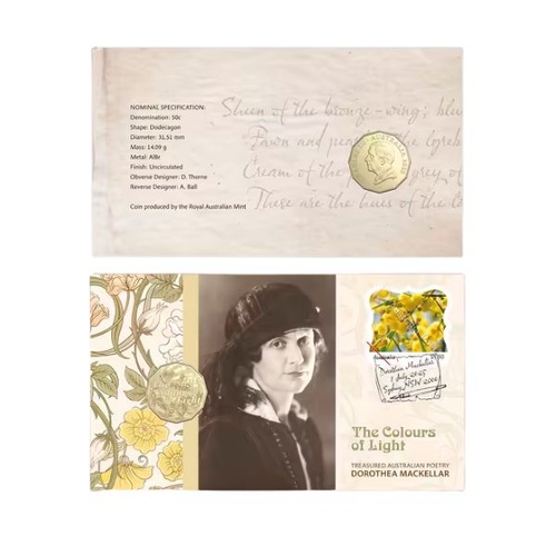 2025 50c Dorothea Mackellar – Colours of Light 50c Postal Numismatic Cover PNC
