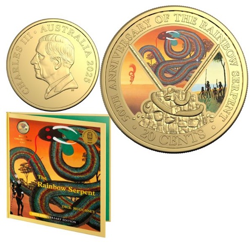 2025 20c 50th Anniversary of The Rainbow Serpent - Gold Plated Deluxe Special Edition Coloured Uncirculated Coin