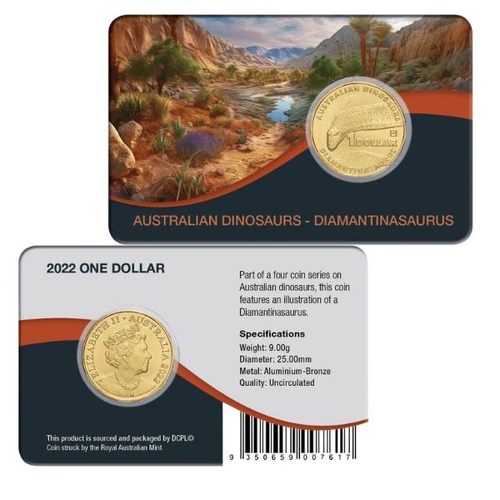  2022 $1 Diamantinasaurus D  - Australia Dinosaurs Privymark AluminiumBronze Uncirculated Coin Pack 