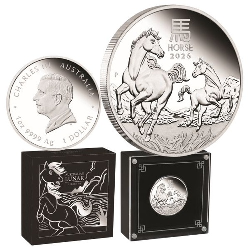 2026 $1 Australian Lunar Series III Year of the Horse 1 Oz Silver Proof Coin 