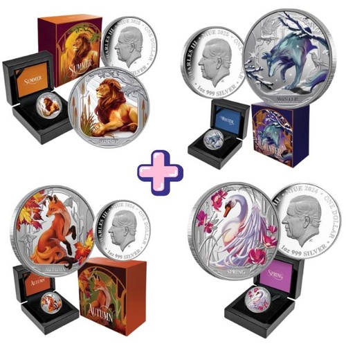 2025 $1 Winter, Summer, Spring and Autumn Seasons 1 Oz Silver Proof Coin Combo