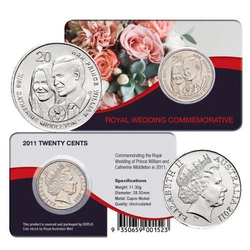 2011 20c Australia Royal Wedding Cupro-Nickel Uncirculated Coin Pack