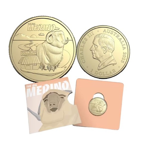2025 $1 The Big Merino - Aussie 2 Big Things Coin In Card