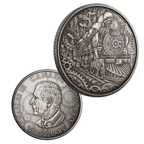 2025 $50 A Whimsical Tale : Steam Locomotive - 3.3 Oz Fine Silver Coin