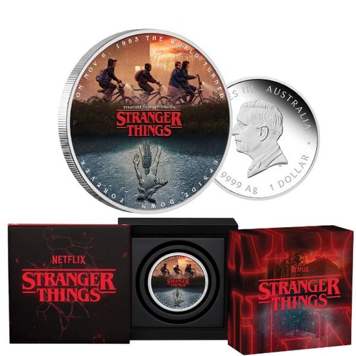 2026 $1 Stranger Things - The Upside Down 1oz Silver Coloured Coin