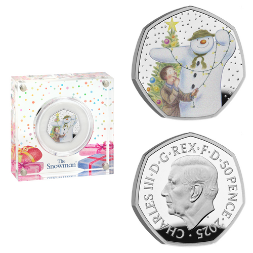2025 50p The Snowman UK Silver Proof Coloured Coin