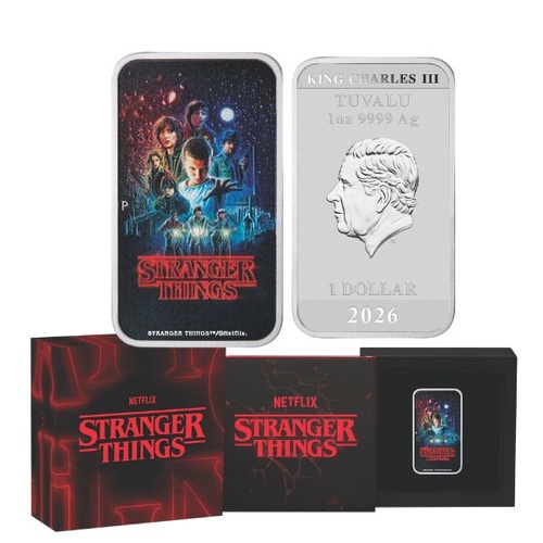2026 $1 Stranger Things - Season 1 1 Oz Silver Coloured Rectangular Coin