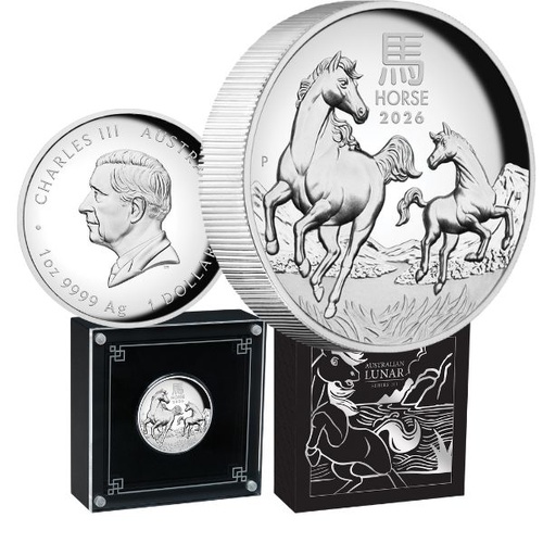 2026 Year of the Horse - Australian Lunar Series III 1oz Silver Proof High Relief Coin