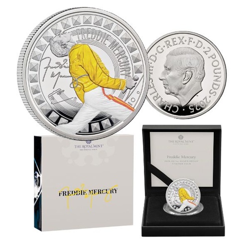 2025 £5 Freddie Mercury 1 Oz Silver Proof Colour Coin