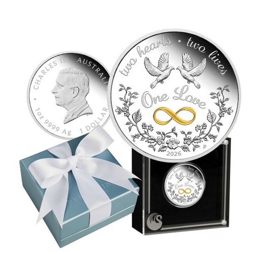 2026 $1 One Love 1 Oz Silver Proof Coloured Coin