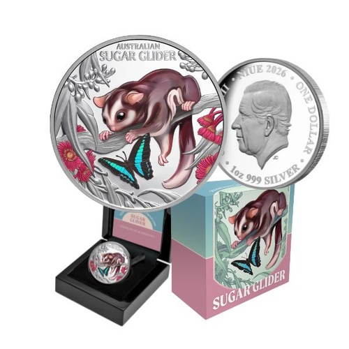 2026 $1 Baby Sugar Glider 1 Oz Coloured Silver Proof Coin
