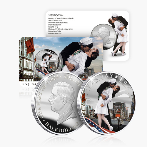 2025 Victory in Japan Day 80th Anniversary  Silver Plated Brilliant Uncirculated Coin