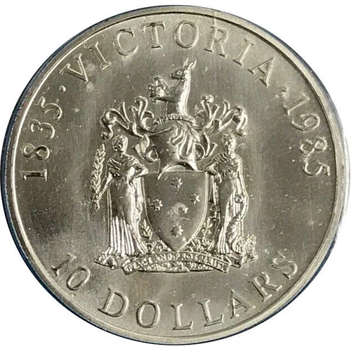 1985 $10 Victoria Silver Uncirculated Coin in Capsule