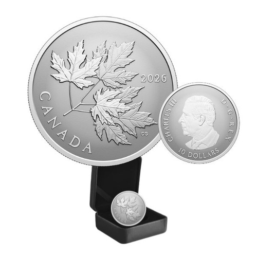 2026 $10 Gleaming Maple Leaves 15.87g Fine Silver Coin