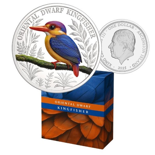 2025 $1 The Oriental Dwarf Kingfisher 1 Oz Silver Silver Proof Coin