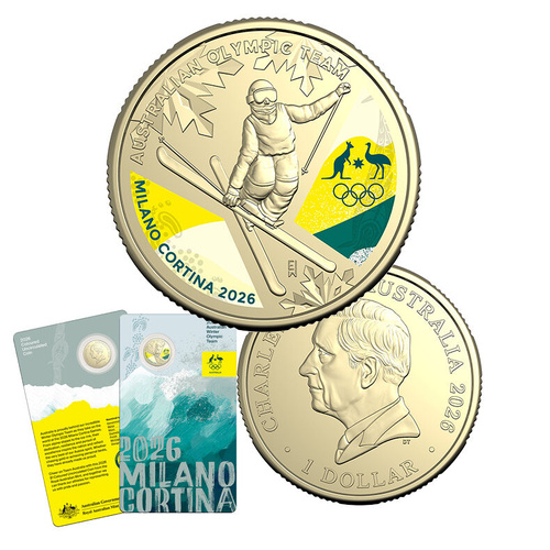 2026 $1 Milano Cortino Winter Olympics - Australian Olympic Team Coloured Uncirculated Coin