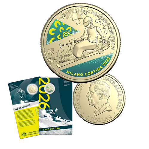2026 $1 Milano Cortina Winter Paralympics - Australian Paralympic Team Coloured Uncirculated Coin
