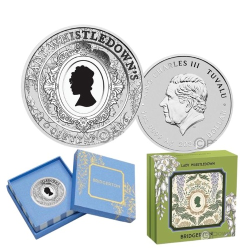 2026 $1  Bridgerton Lady Whistledown Series III 1 Oz Coloured  Antiqued Silver Coin