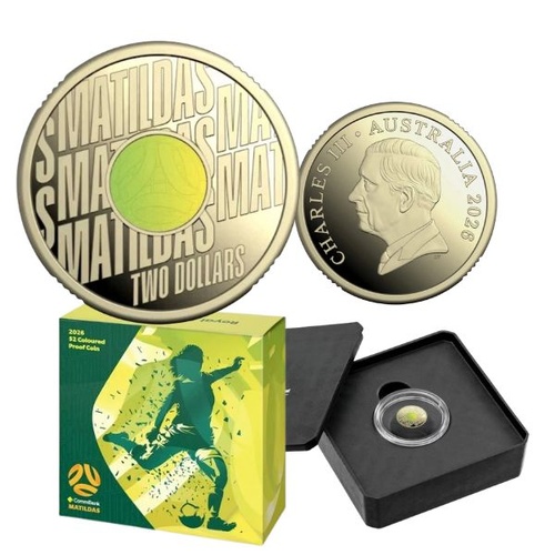 2026 $2 Matildas Coloured Proof Coin 