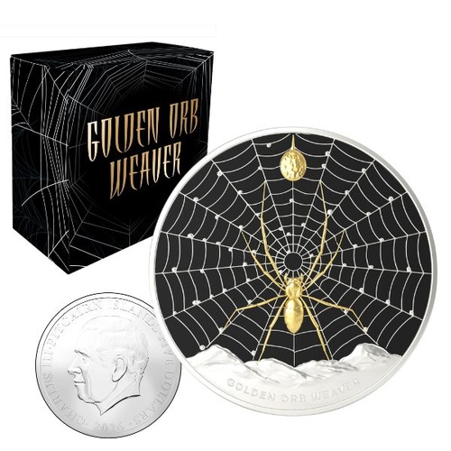 2026 $5 Golden Orb Weaver Spider 1 Oz Silver Coin