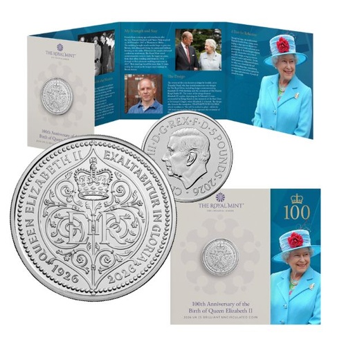2026 £5 100th Anniversary of the Birth of Queen Elizabeth Brilliant Uncirculated Coin