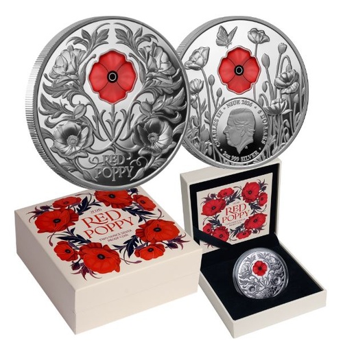 2026 $5 Red Poppy Window 2 Oz Silver Proof Coin