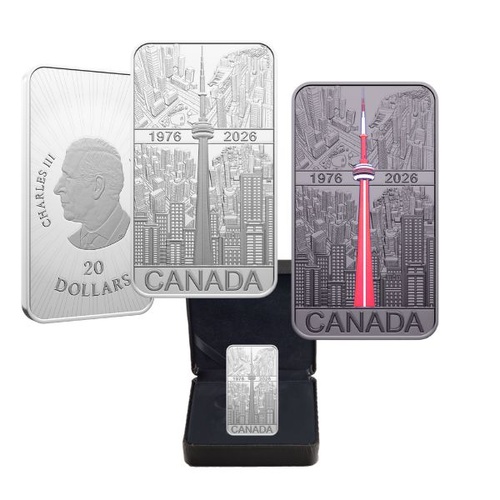 2026 $20 50th Anniversary Of The CN Tower Toronto, Canada 31.56g Fine Silver Coin