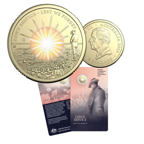 2026 $2 C Mintmark Dawn Service - ANZAC DAY Coloured Uncirculated Coin