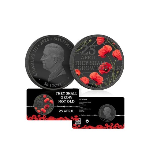 2026 They Shall Grow Not Old - Red Poppy ANZAC Day Limited Edition BU Coin