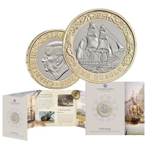 2026 £2 Iconic Navy Vessels - HMS Beagle Brilliant Uncirculated Coin
