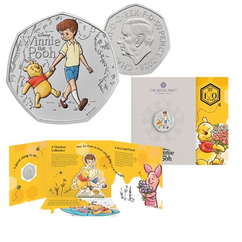 2026 50p Winnie the Pooh 100 Years - Loyalty 50p Brilliant Uncirculated Coloured Coin
