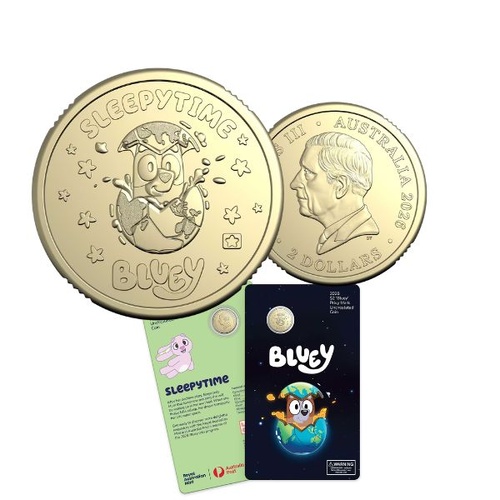 2026 $2 Sleepy Time - Bluey Uncirculated Coin in Card with Privy Mark