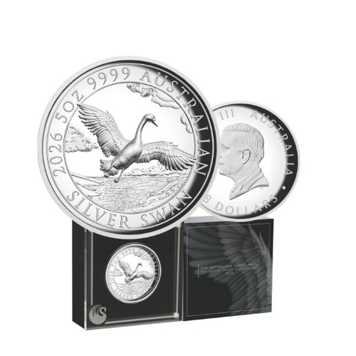 2026 Swan 5 Oz Silver Proof High Relief Coin