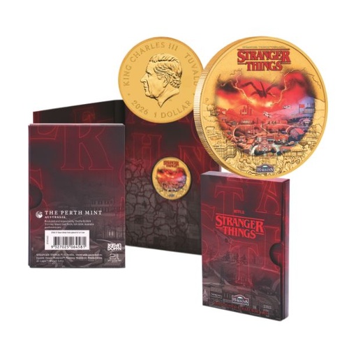 2026 $1 Welcome to Hawkins - Stranger Things Gold-Plated Uncirculated Collector Coin